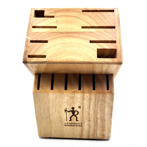 JA HENCKELS Wood Knife Block 14 Slot Kitchen Block Only 8.5x9.5x5.5" - Picture 3 of 11